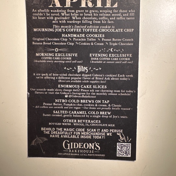 Gideon’s Bakehouse April menu card - Picture 4 of 4